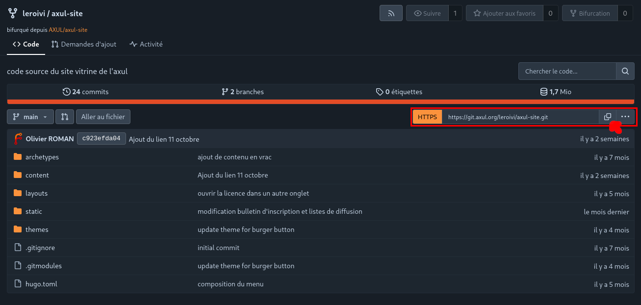 Indication visuelle de l’url